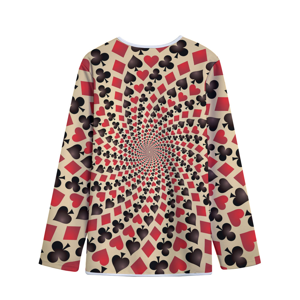 Swirl Playing Card Suits Print Long Sleeve Short Coat
