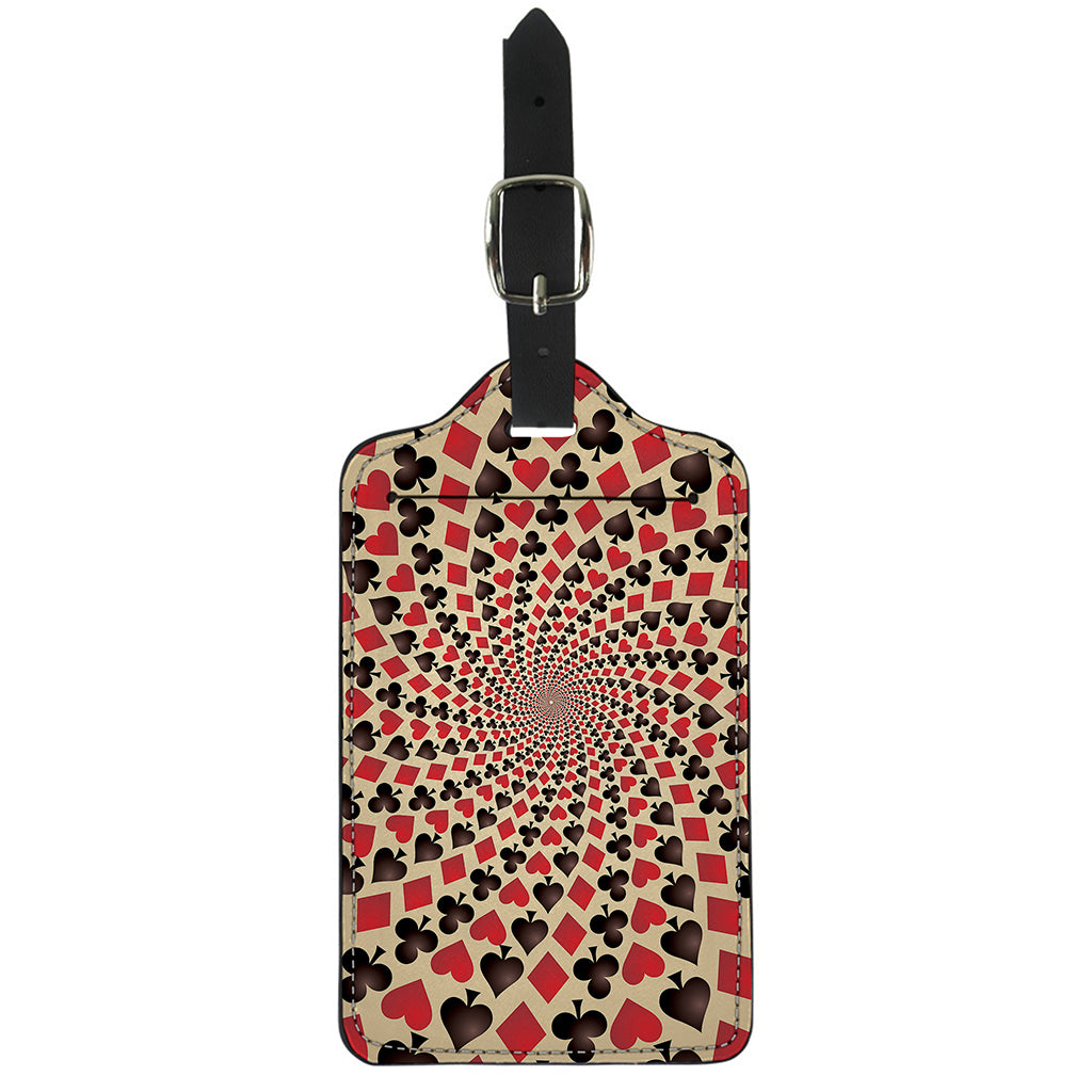 Swirl Playing Card Suits Print Luggage Tag