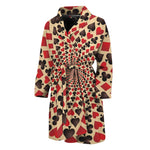 Swirl Playing Card Suits Print Men's Bathrobe