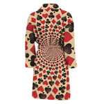 Swirl Playing Card Suits Print Men's Bathrobe