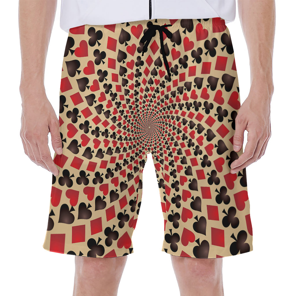 Swirl Playing Card Suits Print Men's Beach Shorts