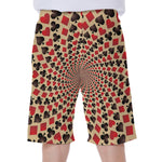 Swirl Playing Card Suits Print Men's Beach Shorts