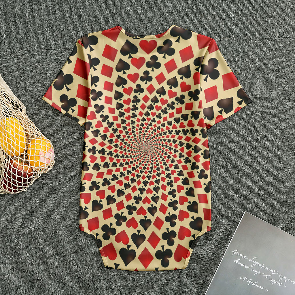 Swirl Playing Card Suits Print Men's Bodysuit