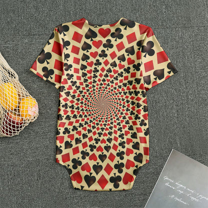 Swirl Playing Card Suits Print Men's Bodysuit