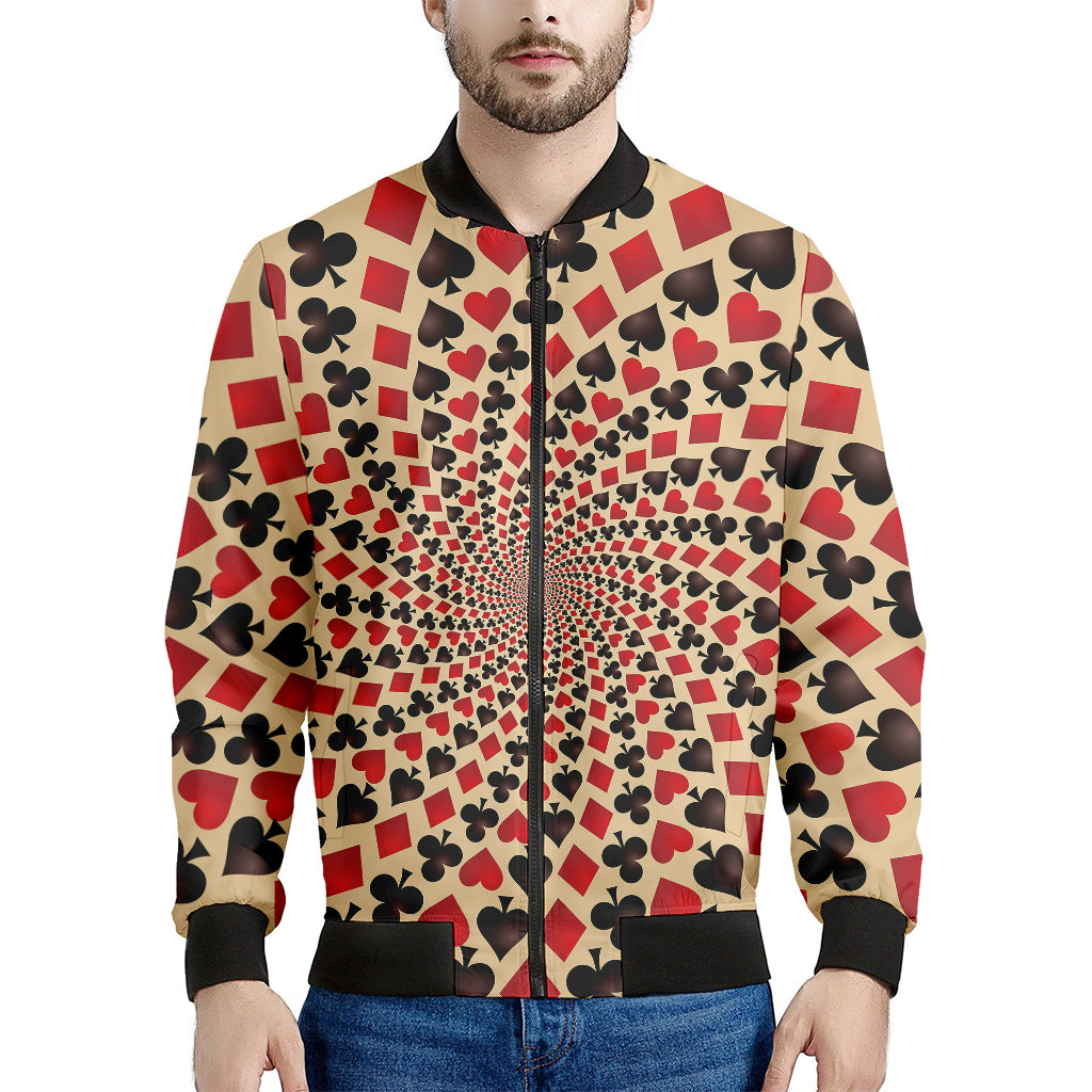 Swirl Playing Card Suits Print Men's Bomber Jacket