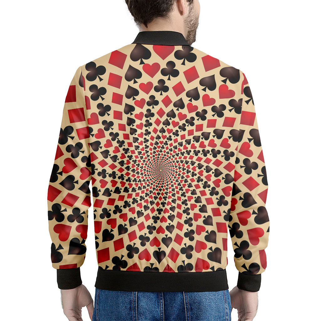 Swirl Playing Card Suits Print Men's Bomber Jacket