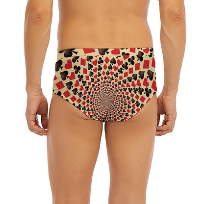 Swirl Playing Card Suits Print Men's Briefs