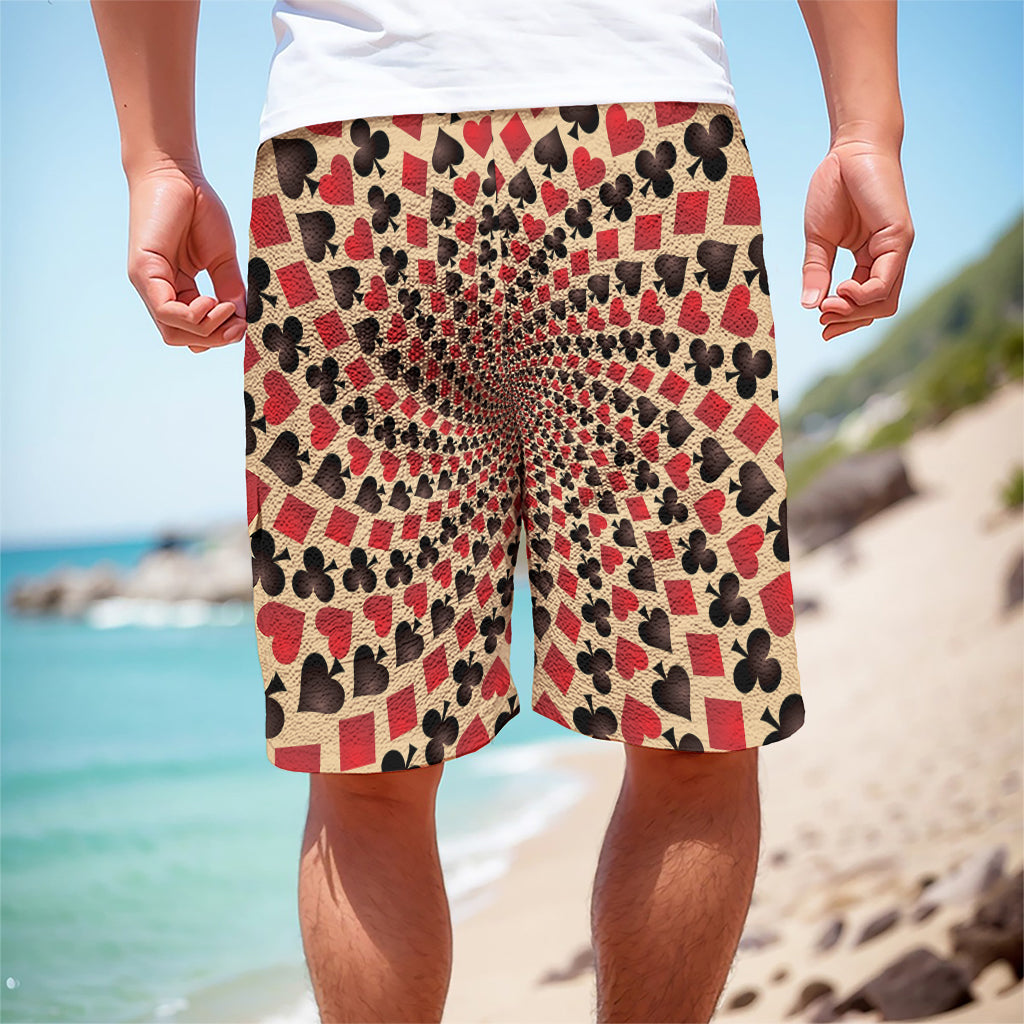 Swirl Playing Card Suits Print Men's Cargo Shorts