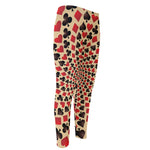 Swirl Playing Card Suits Print Men's Compression Pants