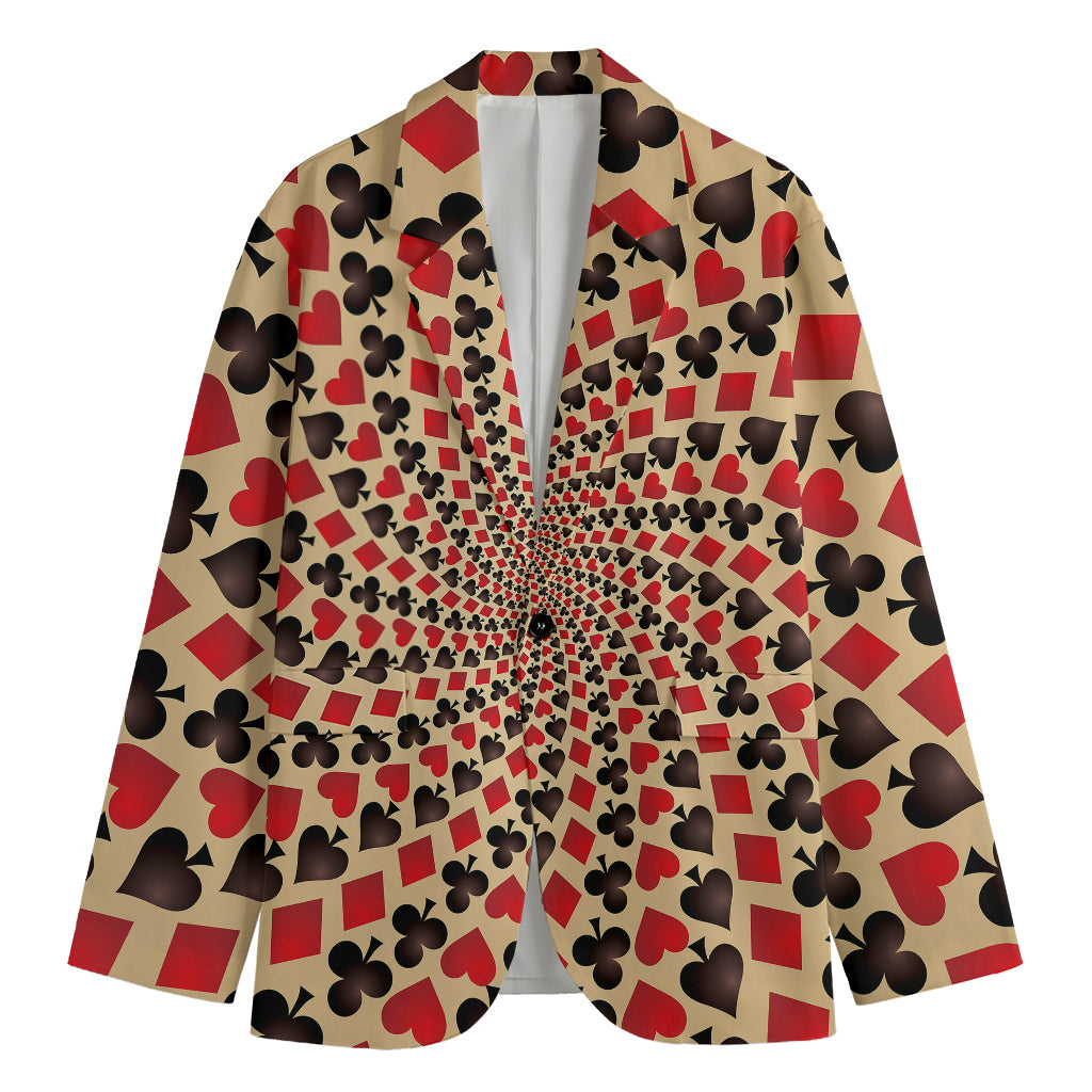 Swirl Playing Card Suits Print Men's Cotton Blazer