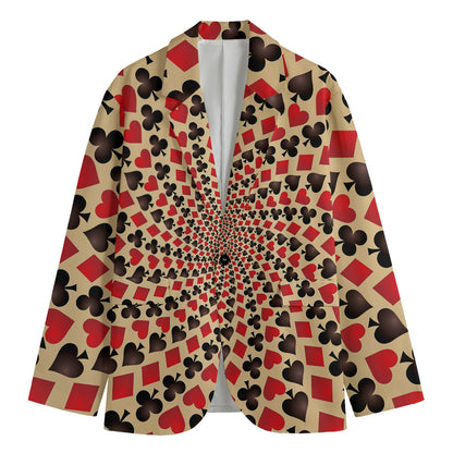 Swirl Playing Card Suits Print Men's Cotton Blazer