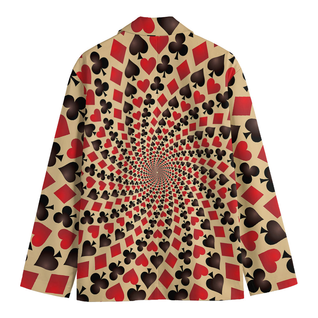 Swirl Playing Card Suits Print Men's Cotton Blazer