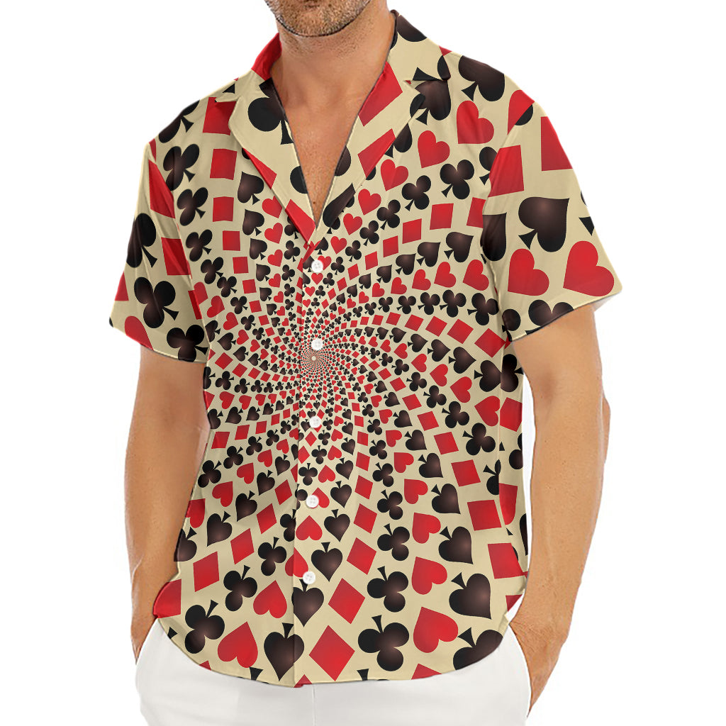 Swirl Playing Card Suits Print Men's Deep V-Neck Shirt