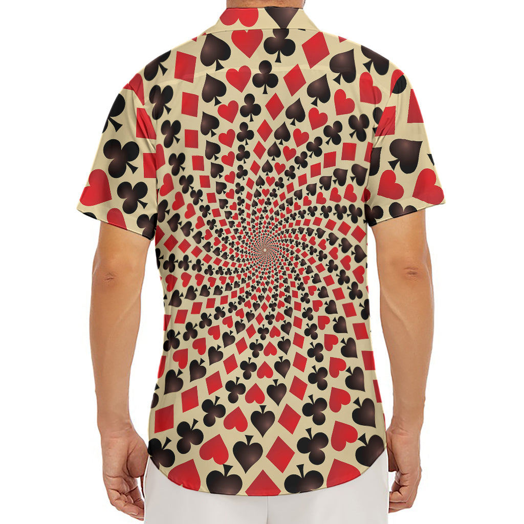 Swirl Playing Card Suits Print Men's Deep V-Neck Shirt
