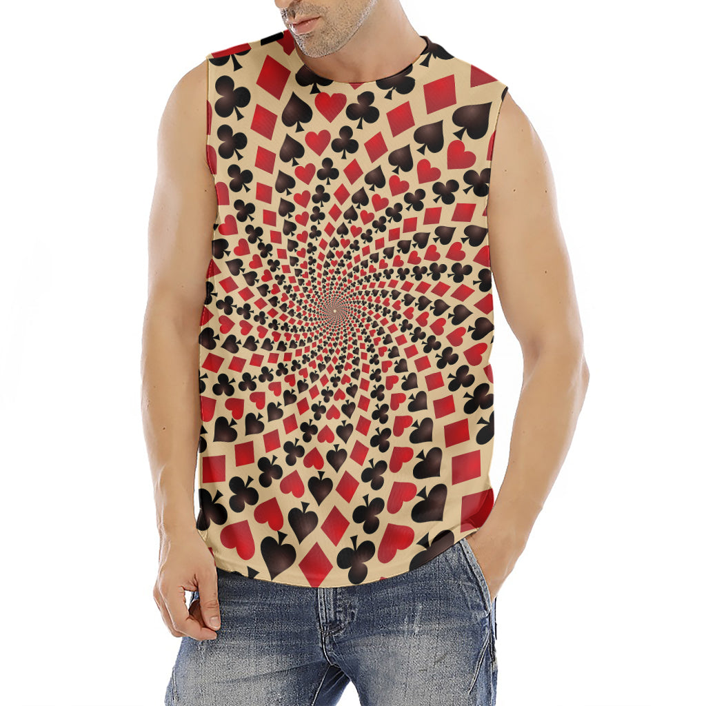Swirl Playing Card Suits Print Men's Fitness Tank Top