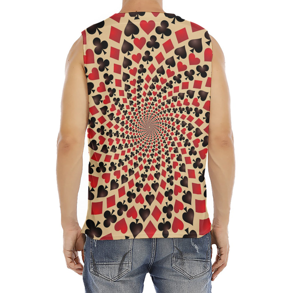Swirl Playing Card Suits Print Men's Fitness Tank Top
