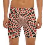 Swirl Playing Card Suits Print Men's Long Boxer Briefs