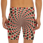 Swirl Playing Card Suits Print Men's Long Boxer Briefs