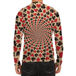 Swirl Playing Card Suits Print Men's Long Sleeve Rash Guard
