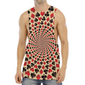 Swirl Playing Card Suits Print Men's Muscle Tank Top