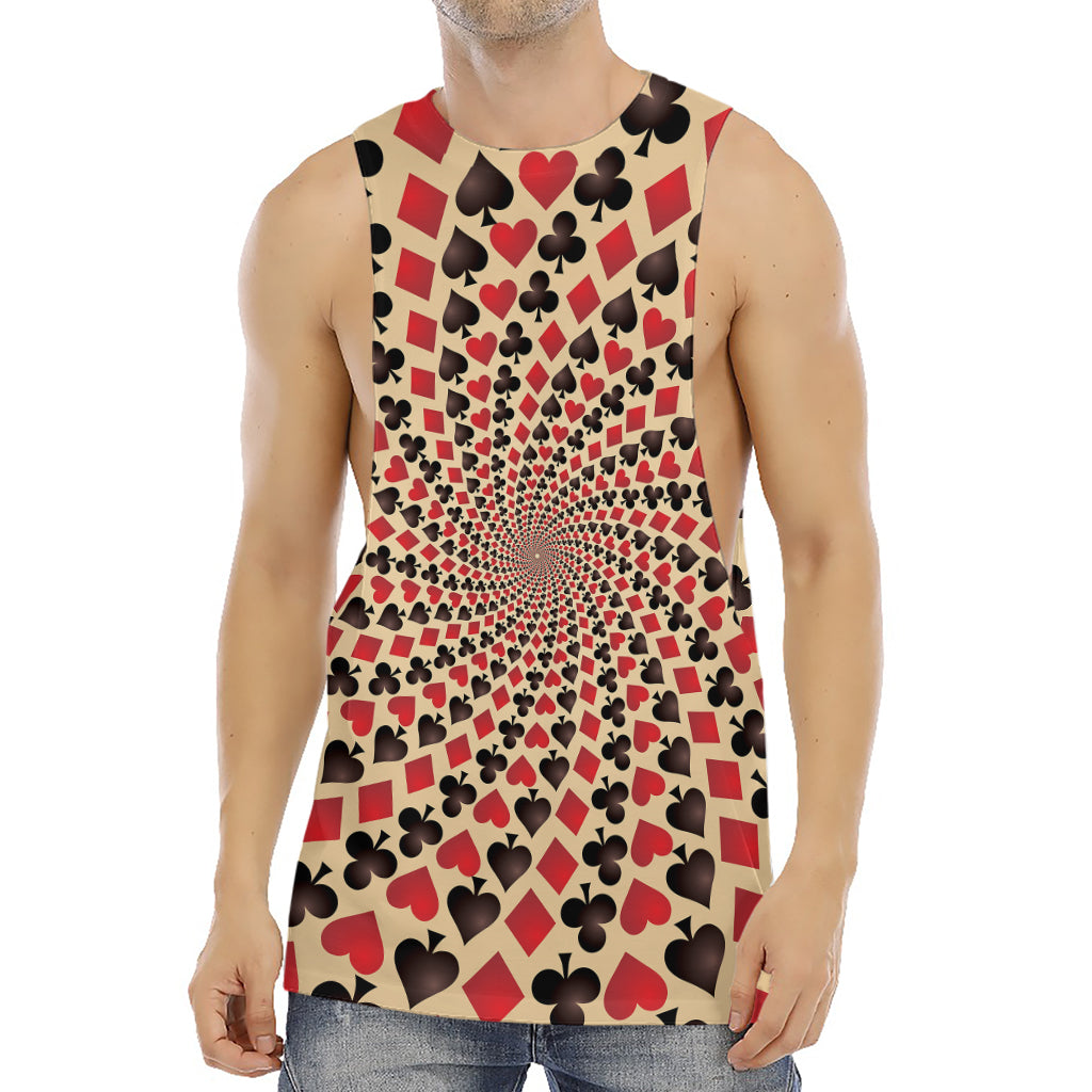 Swirl Playing Card Suits Print Men's Muscle Tank Top
