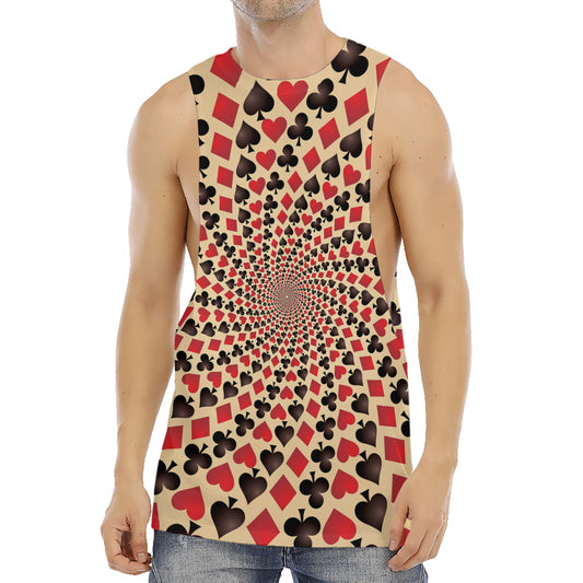 Swirl Playing Card Suits Print Men's Muscle Tank Top