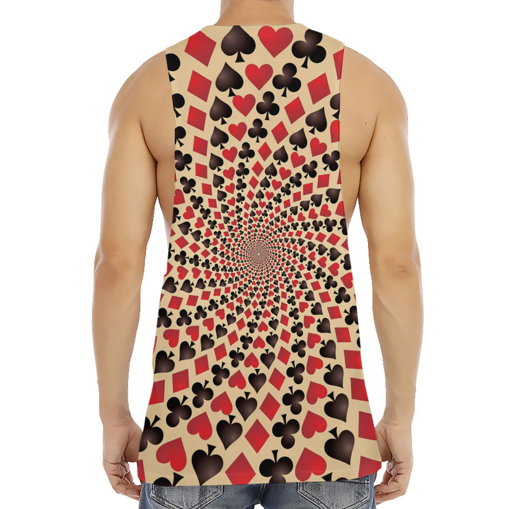 Swirl Playing Card Suits Print Men's Muscle Tank Top