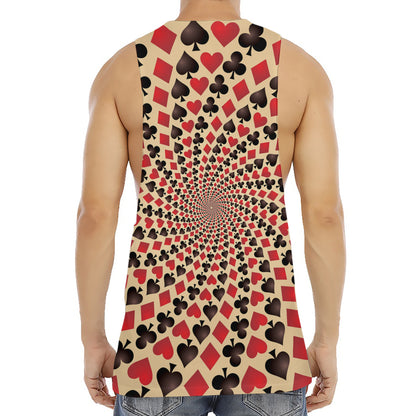 Swirl Playing Card Suits Print Men's Muscle Tank Top