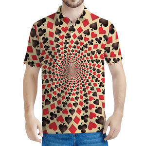 Swirl Playing Card Suits Print Men's Polo Shirt