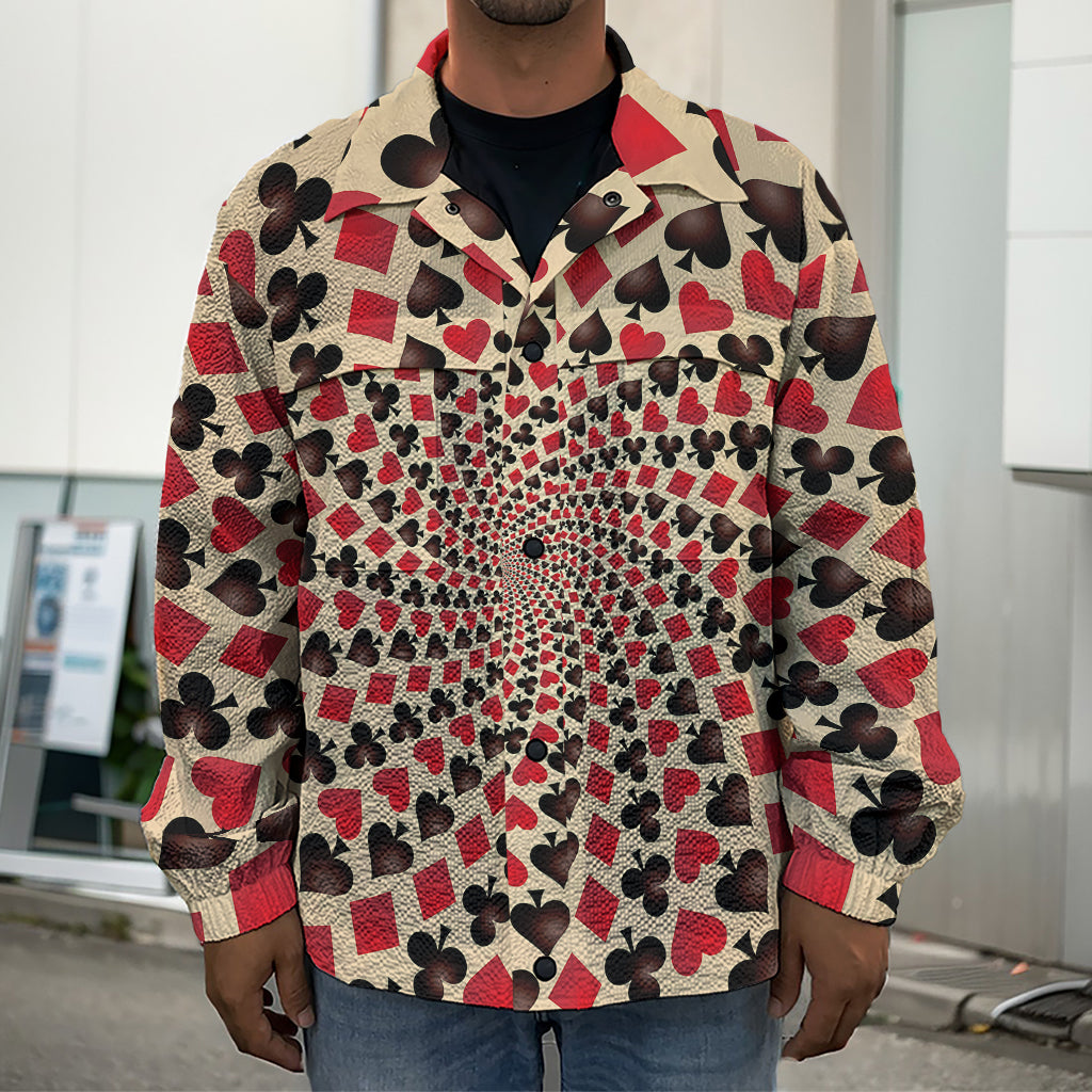 Swirl Playing Card Suits Print Men's Shirt Jacket
