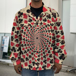 Swirl Playing Card Suits Print Men's Shirt Jacket