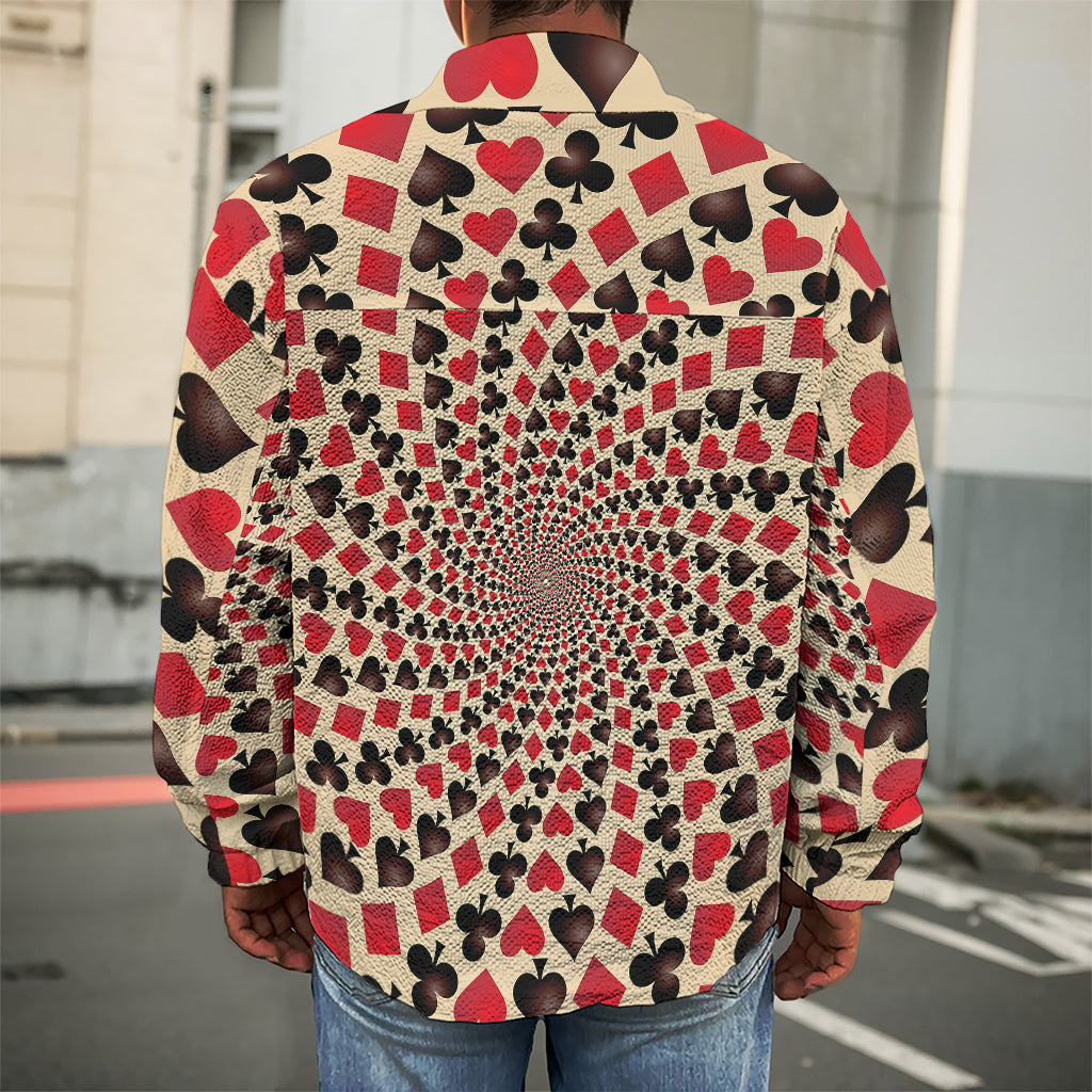 Swirl Playing Card Suits Print Men's Shirt Jacket