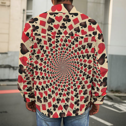 Swirl Playing Card Suits Print Men's Shirt Jacket