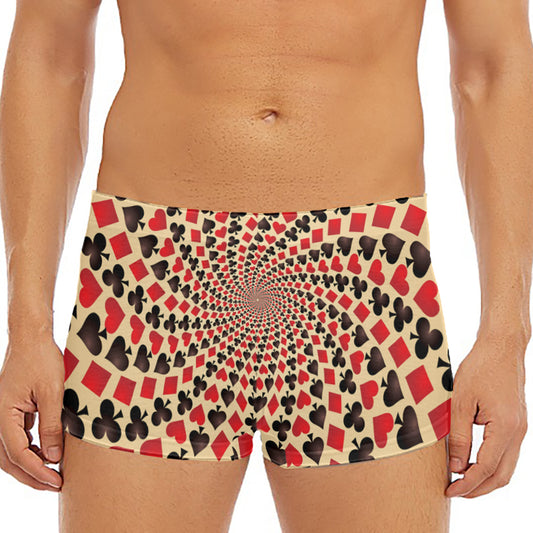 Swirl Playing Card Suits Print Men's Short Boxer Briefs