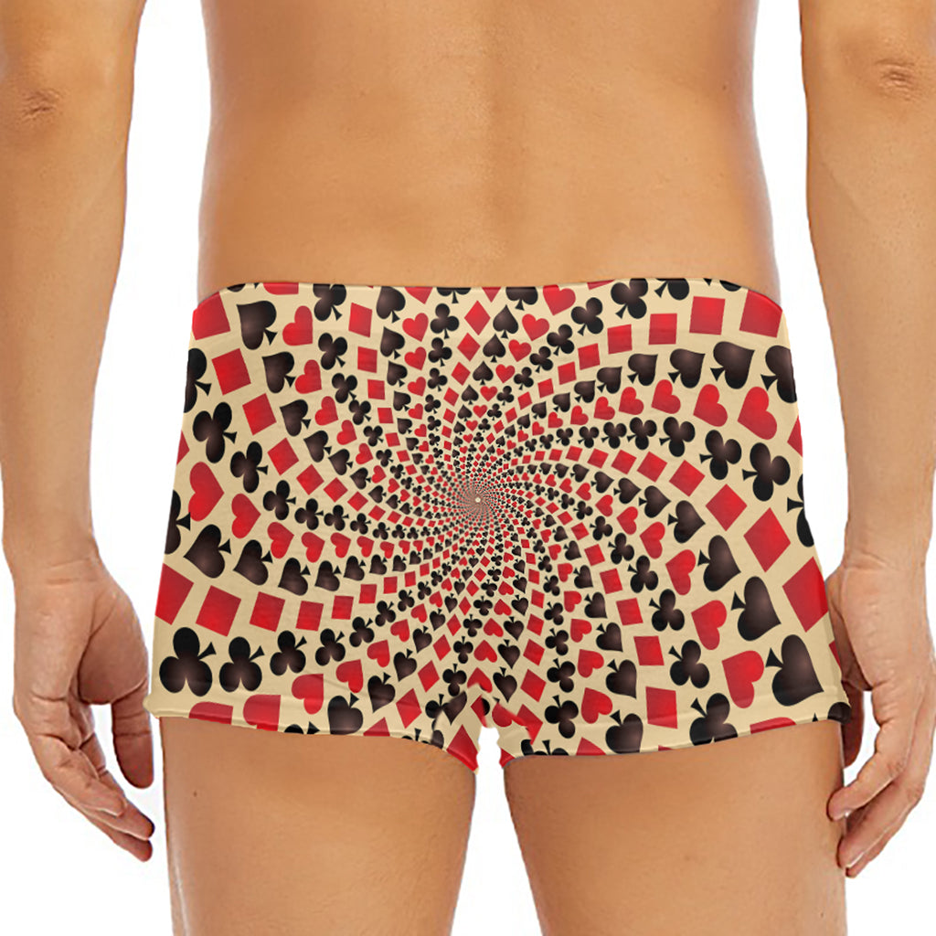 Swirl Playing Card Suits Print Men's Short Boxer Briefs