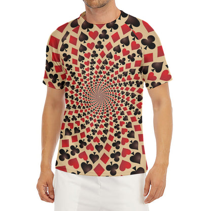 Swirl Playing Card Suits Print Men's Short Sleeve Rash Guard