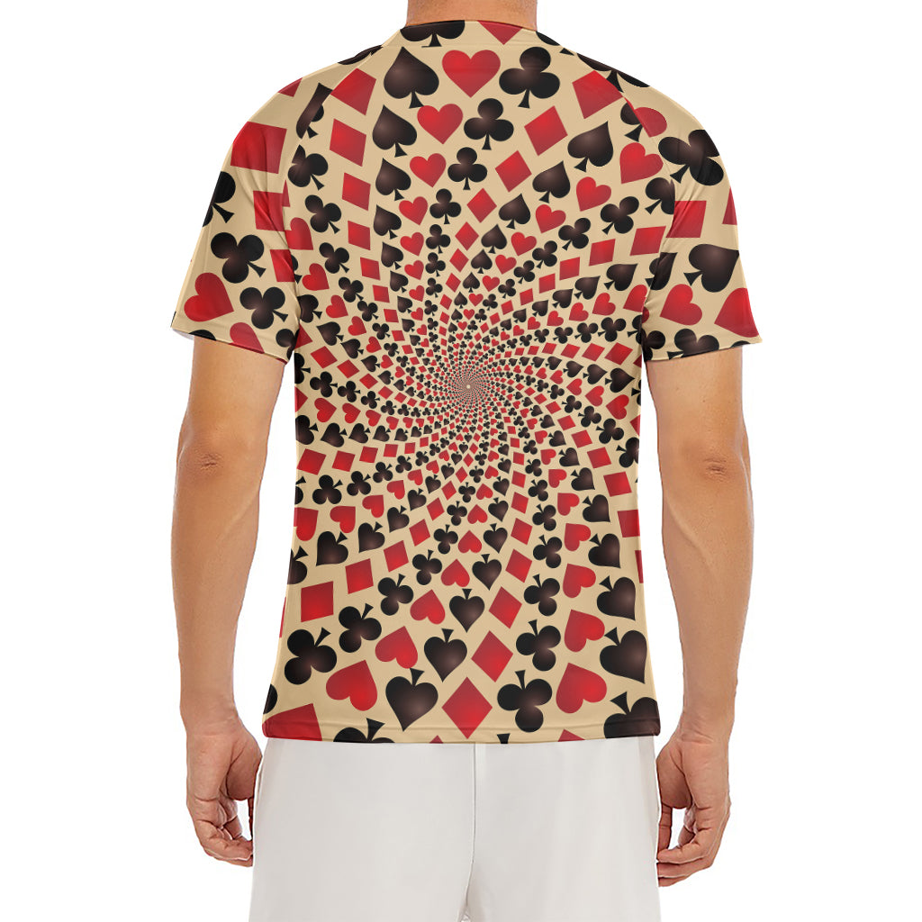 Swirl Playing Card Suits Print Men's Short Sleeve Rash Guard