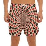 Swirl Playing Card Suits Print Men's Split Running Shorts