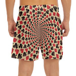 Swirl Playing Card Suits Print Men's Split Running Shorts
