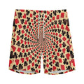 Swirl Playing Card Suits Print Men's Athletic Shorts
