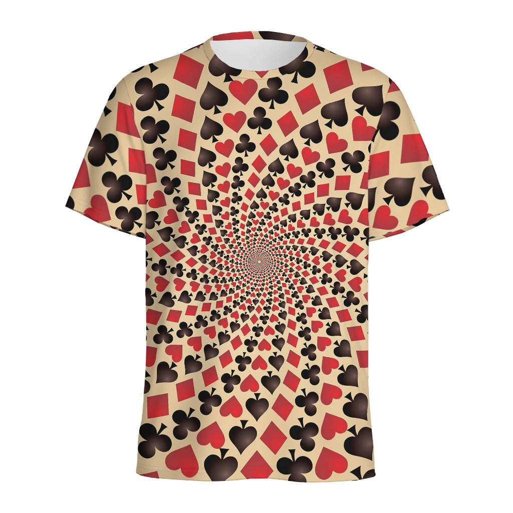 Swirl Playing Card Suits Print Men's Sports T-Shirt