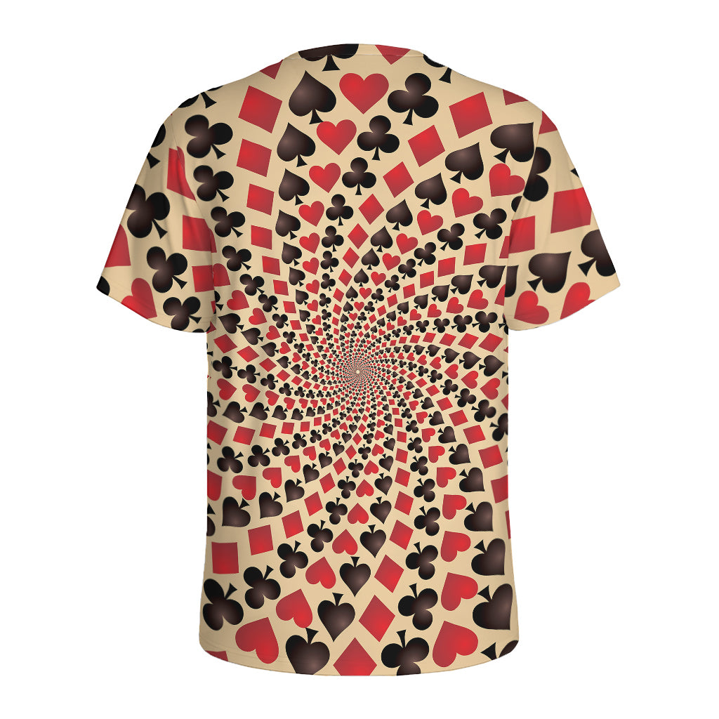 Swirl Playing Card Suits Print Men's Sports T-Shirt
