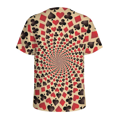 Swirl Playing Card Suits Print Men's Sports T-Shirt