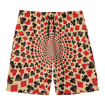 Swirl Playing Card Suits Print Men's Swim Trunks