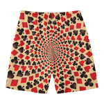 Swirl Playing Card Suits Print Men's Swim Trunks