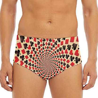 Swirl Playing Card Suits Print Men's Triangle Swim Briefs