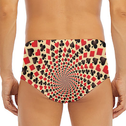 Swirl Playing Card Suits Print Men's Triangle Swim Briefs