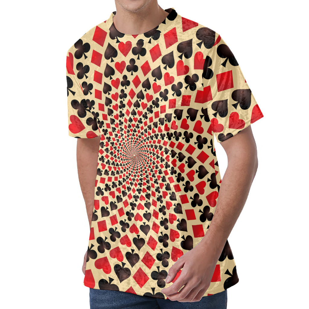 Swirl Playing Card Suits Print Men's Velvet T-Shirt