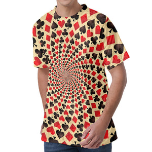 Swirl Playing Card Suits Print Men's Velvet T-Shirt