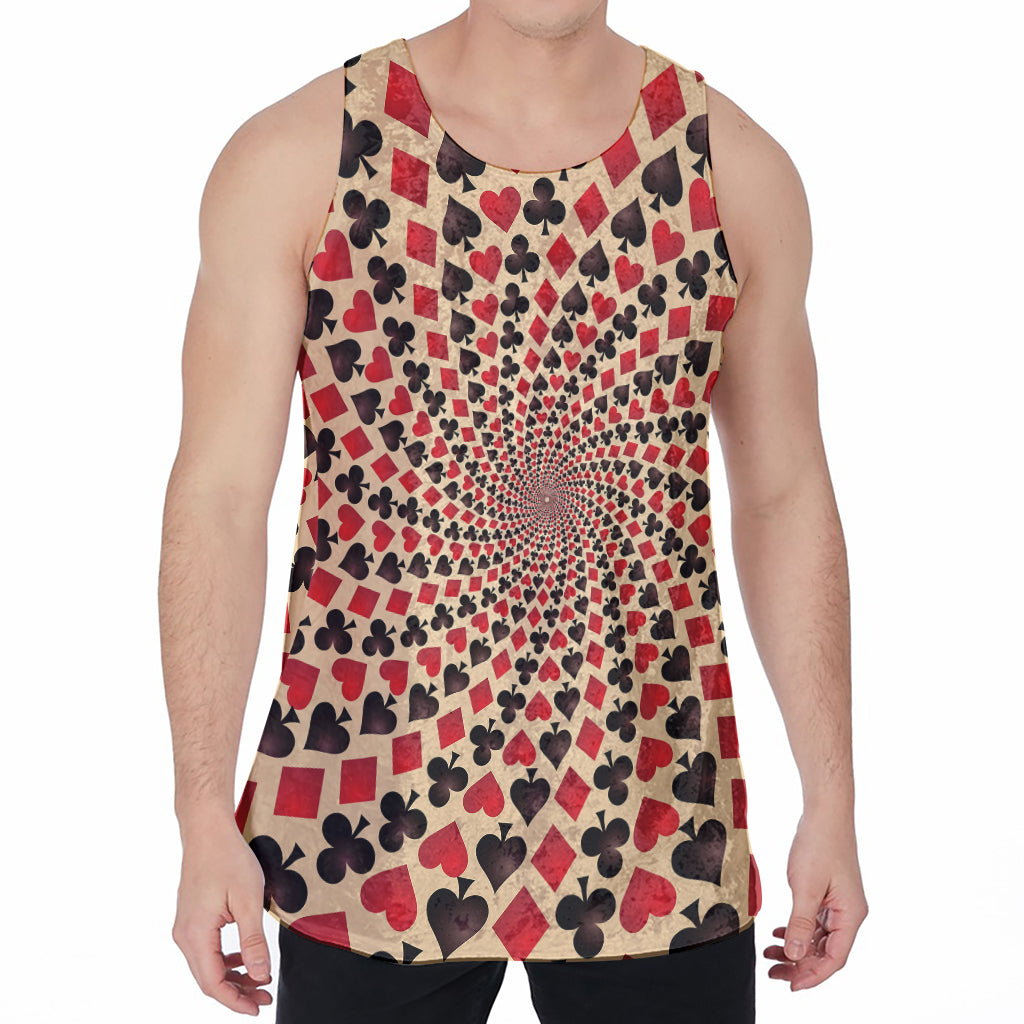 Swirl Playing Card Suits Print Men's Velvet Tank Top